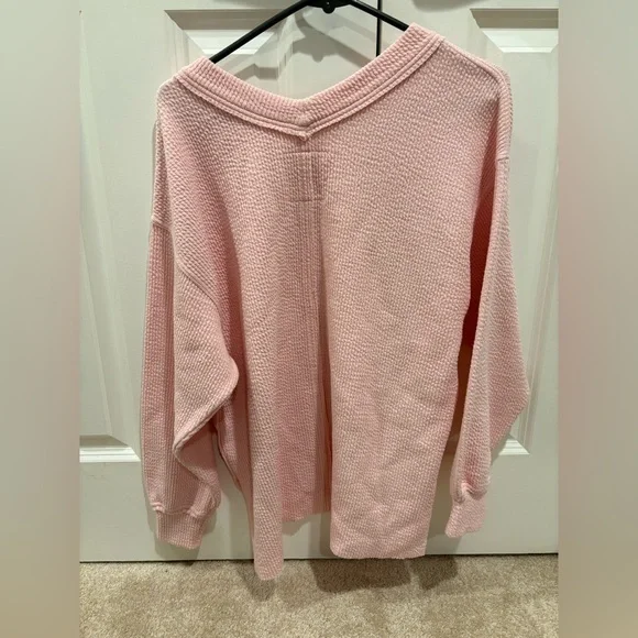 Baby Pink Aerie V Neck Sweatshirt - Picture 5 of 6